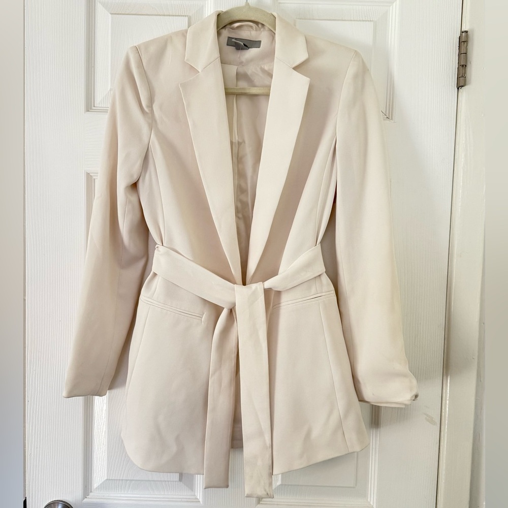 H&M Cream Women's Belted Blazer